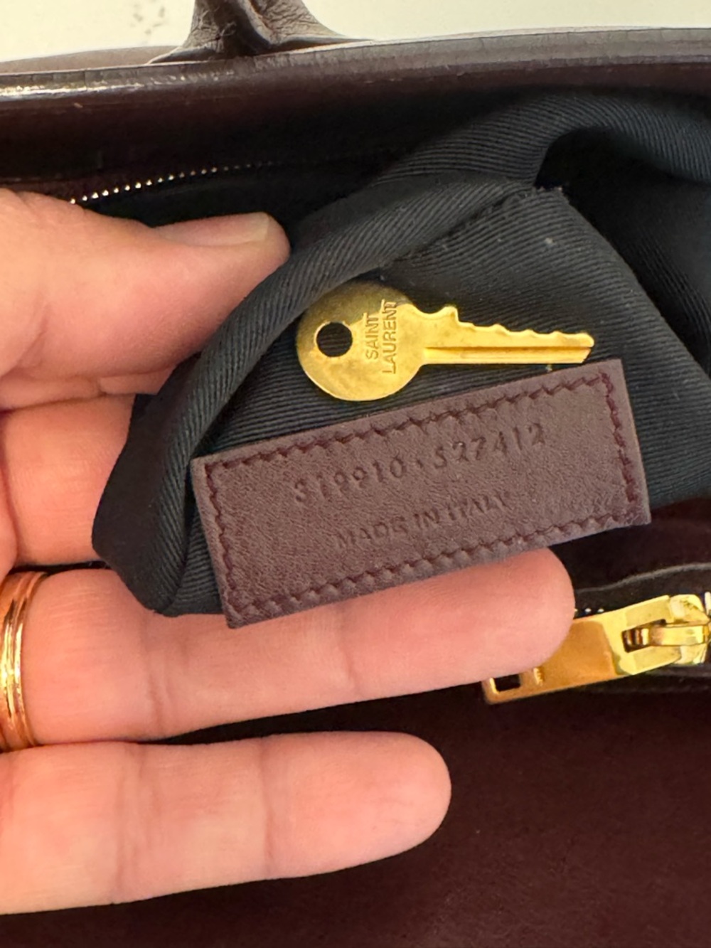 Saint Laurent Sac de Jour Large Bordeaux Leather Tote SDJ Gold Hardware Lock Key - Picture 13 of 16